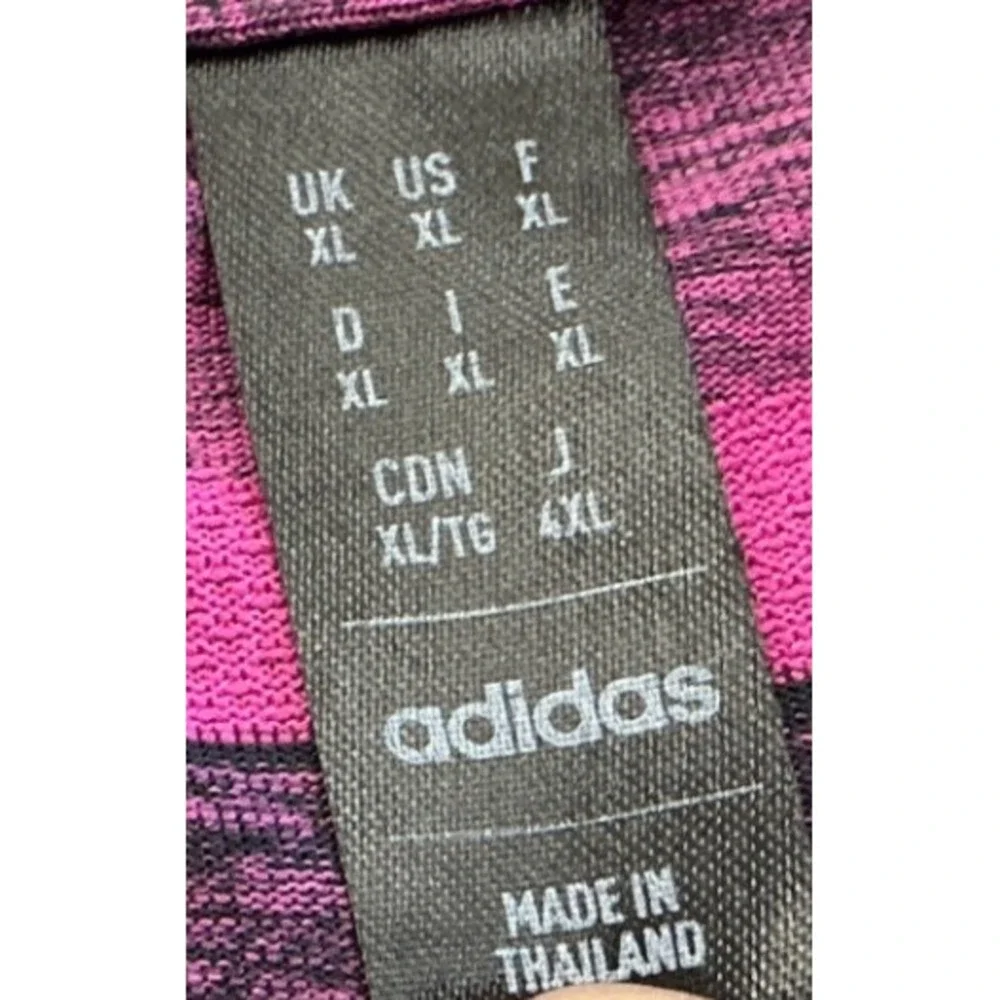 Adidas Polo Shirt Pink Charcoal Striped Performance Golf Mens XL Athletic Casual